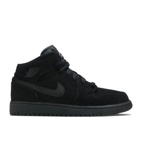 【 AIR JORDAN JORDAN 1 MID BG 'BLACK' / BLACK WHITE BLACK 】 ナイキ ミッド 黒色 ブラック 白色 ホワイト エアジョーダン ジュニア キッズ ベビー マタニティ スニーカー|スニケス