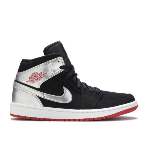 【 AIR JORDAN JORDAN 1 MID JOHNNY KILROY / BLACK GYM RED METALLIC SILVER 】 ナイキ ミッド 黒色 ブラック 赤 レッド 銀色 シルバー エアジョーダン スニーカー メンズ