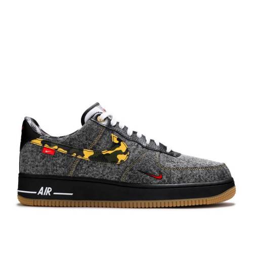 【 NIKE AIR FORCE 1 LOW CAMO DENIM REMIX / BLACK MULTI COLOR WHITE METALLIC 】 デニム 黒色 ブラック 白色 ホワイト エアフォース スニーカー メンズ ナイキ