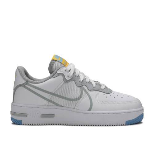 【 NIKE AIR FORCE 1 REACT \u0027SMOKE GREY GOLD\u0027 / WHITE LIGHT SMOKE GREY 】 リアクト 薄墨色 薄墨色 白いこと 白いこと 空軍 スニーカー メンズ ナイキ