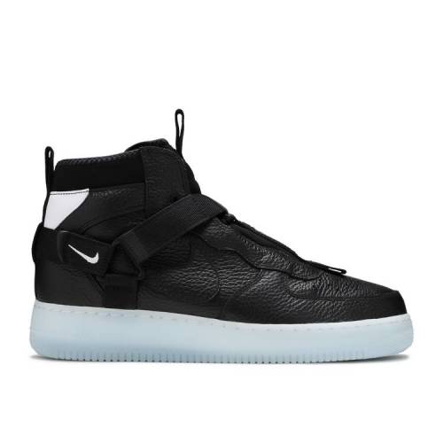 【 NIKE AIR FORCE 1 MID UTILITY 'BLACK HALF BLUE' / BLACK HALF BLUE WHITE 】 ミッド ハーフ 黒色 ブラック 青色 ブルー 白色 ホワイト エアフォース スニーカー メンズ ナイキ