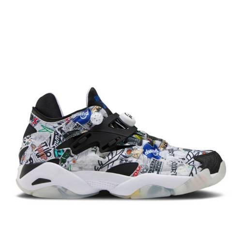 【 REEBOK PUMP COURT 'STICKER CITY - WHITE BLACK' / BLACK WHITE BLACK 】 リーボック ポンプ コート シティ 白色 ホワイト 黒色 ブラック スニーカー メンズ|スニケス