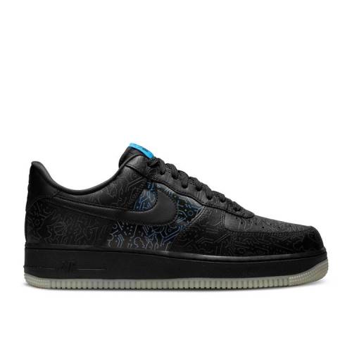 【 NIKE SPACE JAM X AIR FORCE 1 \u002707 \u0027COMPUTER CHIP\u0027 / BLACK LIGHT BLUE FURY BLACK 】 ジャム 黒いこと 黒いこと 青碧 青色 空白文字ジャム 空軍 スニーカー メンズ ナイキ メンズ靴-靴-スニーカー