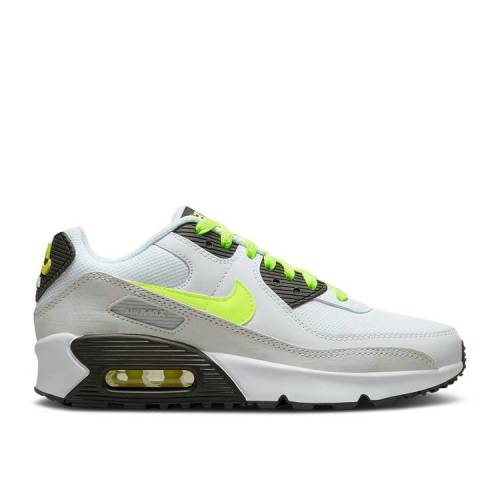 【 NIKE AIR MAX 90 LEATHER GS 'WHITE VOLT' / WHITE BLACK PURE PLATINUM VOLT 】 マックス レザー 白色 ホワイト 黒色 ブラック ピュア プラチナム エアマックス ジュニア キッズ ベビー マタニティ スニーカー |スニケス