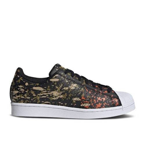 【 ADIDAS SUPERSTAR 'SPLASHES, SPLATTER AND DRIPS - BLACK' / CORE BLACK CORE BLACK FOX ORANGE 】 アディダス スーパースター コア 黒色 ブラック フォックス 橙 オレンジ 'SPLASHES スニーカー メンズ
