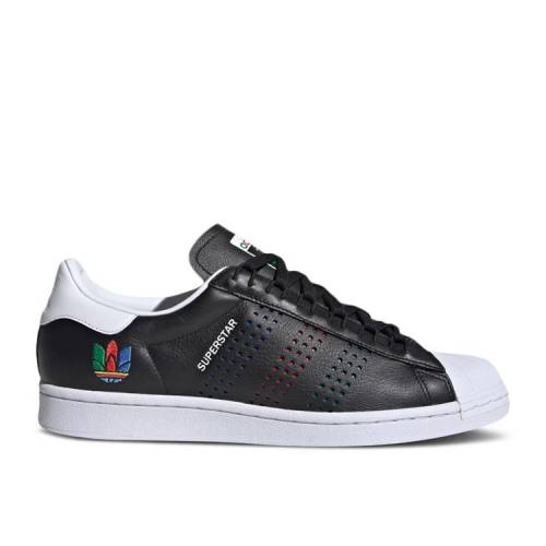 【 ADIDAS SUPERSTAR 'COLORFUL TREFOIL - CORE BLACK' / CORE BLACK GREEN CLOUD WHITE 】 アディダス スーパースター トレフォイル コア 黒色 ブラック 緑 グリーン 白色 ホワイト スニーカー メンズ|スニケス
