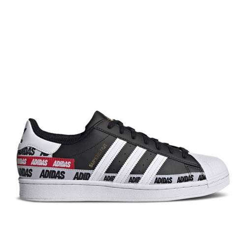 【 ADIDAS SUPERSTAR 'WORDMARK HEEL STRIPE - CORE BLACK' / CORE BLACK CLOUD WHITE GOLD 】 アディダス スーパースター ヒール ストライプ コア 黒色 ブラック 白色 ホワイト ゴールド スニーカー メンズ