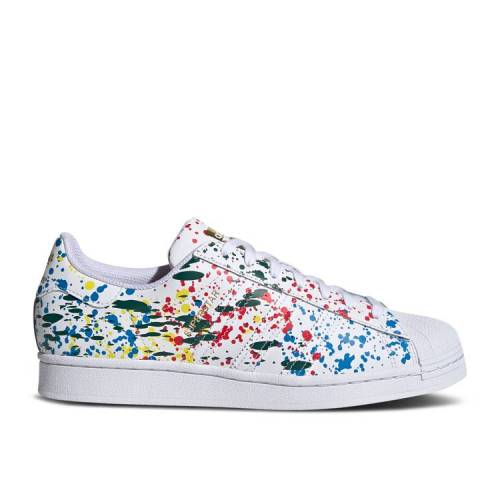 【 ADIDAS SUPERSTAR 'SPLASHES, SPLATTER AND DRIPS - WHITE' / CLOUD WHITE CLOUD WHITE GOLD 】 アディダス スーパースター 白色 ホワイト ゴールド 'SPLASHES スニーカー メンズ|スニケス