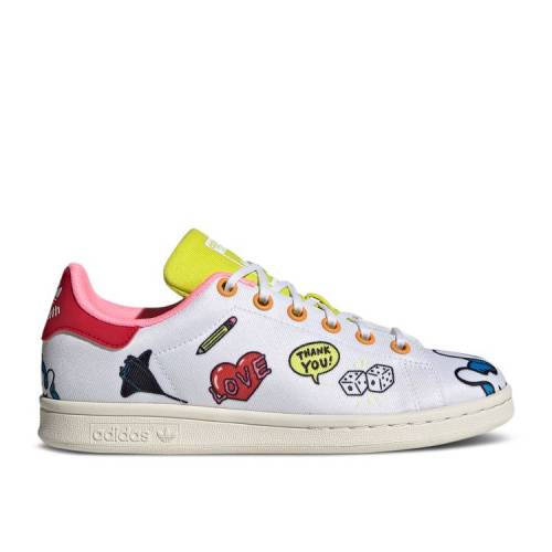 【 ADIDAS AARON KAI X STAN SMITH PRIMEBLUE BIG KID \'DOODLES\' / CLOUD WHITE VIVID GREEN SCARLET 】 アディダス 白色 ホワイト 緑 グリーン スタンスミス ジュニア キッズ ベビー マタニティ スニーカー