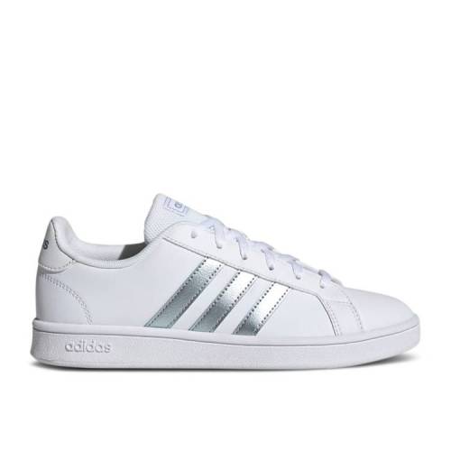 【 ADIDAS WMNS GRAND COURT BASE 'WHITE VISION METALLIC' / CLOUD WHITE VISION METALLIC GREY 】 アディダス グランド コート 白色 ホワイト 灰色 グレー スニーカー レディース