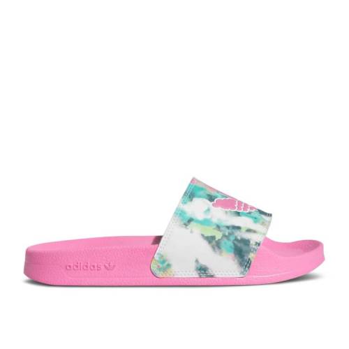 【 ADIDAS ADILETTE LITE SLIDE J \'WATERCOLOR\' / CLOUD WHITE ACID MINT SCREAMING 】 アディダス アディレッタ ライト サンダル 白色 ホワイト ジュニア キッズ ベビー マタニティ スニーカー