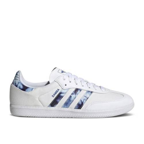 【 ADIDAS SAMBA 'TIE DYE - BLACK' / CLOUD WHITE ROYAL BLUE CLOUD 】 アディダス サンバ 白色 ホワイト 青色 ブルー スニーカー メンズ