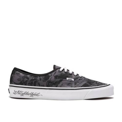 【 VANS NEIGHBORHOOD X MISTER CARTOON AUTHENTIC 44 DX \u0027TATTOO PRINT\u0027 / GREY 】 バンズ 旦那 オーセンティック 薄墨色 薄墨色 スニーカー メンズ ヴァンズ スニーカー-メンズ靴
