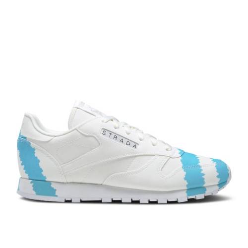 【 REEBOK COLLINA STRADA X WMNS CLASSIC LEATHER 'CALL MOM' / FOOTWEAR WHITE DIGITAL BLUE ACID 】 リーボック クラシック レザー 白色 ホワイト 青色 ブルー スニーカー レディース