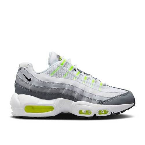 【 NIKE AIR MAX 95 RECRAFT GS 'LOGOS PACK - WHITE NEON' / WHITE COOL GREY WOLF GREY BLACK 】 マックス 白色 ホワイト クール 灰色 グレー 黒色 ブラック エアマックス ジュニア キッズ ベビー マタニティ スニーカ｜スニケス