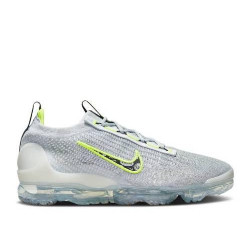 【 NIKE AIR VAPORMAX 2021 FLYKNIT 'LOGO PACK - WOLF GREY VOLT' / WOLF GREY BLACK WHITE VOLT 】 フライニット 灰色 グレー 黒色 ブラック 白色 ホワイト エアヴェイパーマックス スニーカー メンズ ナイキ｜スニケス