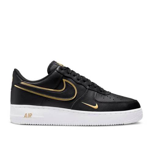 【 NIKE AIR FORCE 1 07 LV8 METALLIC SWOOSH PACK - BLACK / BLACK BLACK METALLIC GOLD WHITE 】 スウッシュ スウォッシュ 黒色 ブラック ゴールド 白色 ホワイト エアフォース スニーカー メンズ ナイキ
