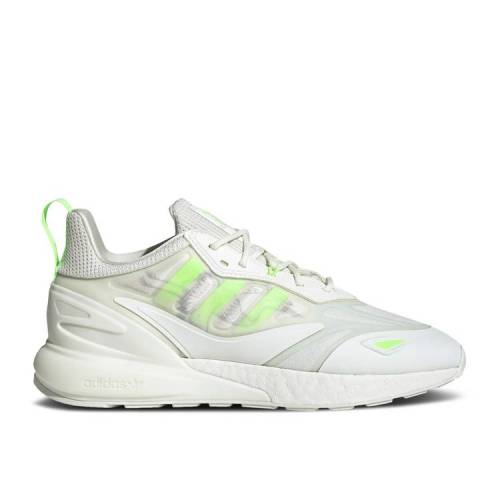 【 ADIDAS ZX 2K BOOST 2.0 'STORK' / WHITE TINT SIGNAL GREEN GREY TWO 】 アディダス ブースト 白色 ホワイト 緑 グリーン 灰色 グレー スニーカー メンズ
