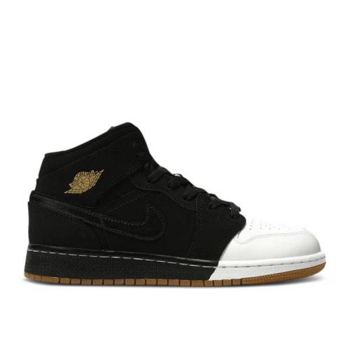 【 AIR JORDAN JORDAN 1 RETRO MID GS 'GOLD AND GUM' / BLACK METALLIC GOLD WHITE 】 ナイキ ミッド 黒色 ブラック ゴールド 白色 ホワイト エアジョーダン ジュニア キッズ ベビー マタニティ スニーカー｜スニケス