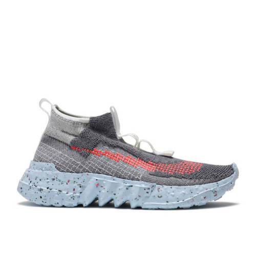 【 NIKE SPACE HIPPIE 02 \u0027THIS IS TRASH\u0027 / GREY CHAMBRAY BLUE TOTAL CRIMSON 】 薄墨色 薄墨色 青味 青み クリムゾン スニーカー メンズ ナイキ