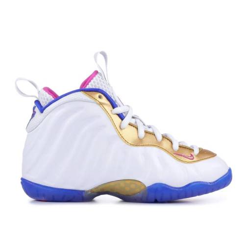 ナイキ Nike エア フォームポジット 白色 ホワイト 青色 ブルー エアフォームポジットワン Peanut Jelly ジュニア キッズ Air Foamposite Nike Butter White Fuchsia Blastracer Blue Bla Org Bw