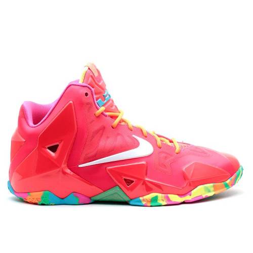 【 NIKE LEBRON 11 GS 'FRUITY PEBBLES' / LSR CRMSN WHITE PNK FL TTL OGN 】 レブロン 白色 ホワイト ジュニア キッズ ベビー マタニティ スニーカー ナイキ｜スニケス