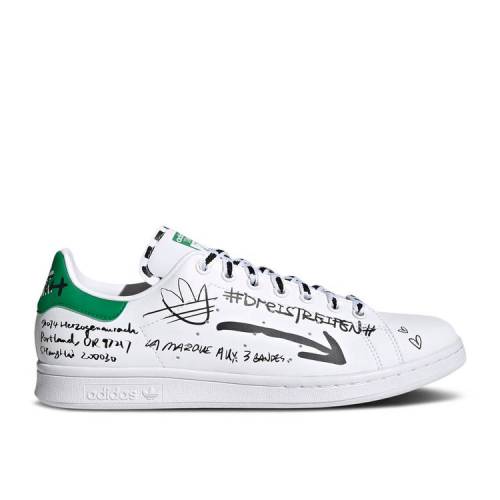 【 ADIDAS STAN SMITH 'SHARPIE PACK - GRAFFITI WHITE GREEN' / CLOUD WHITE CLOUD WHITE GREEN 】 アディダス 白色 ホワイト 緑 グリーン スタンスミス スニーカー メンズ