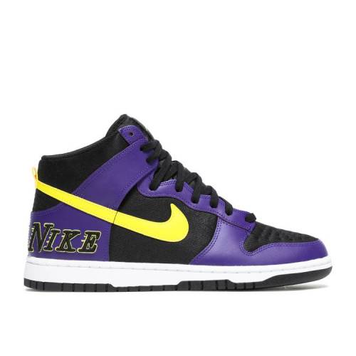 【 NIKE DUNK HIGH PREMIUM EMB 'LAKERS' / BLACK OPTI YELLOW COURT PURPLE 】 ダンク ハイ プレミアム 黒色 ブラック 黄色 イエロー コート 紫 パープル ダンクハイ スニーカー メンズ ナイキ|スニケス