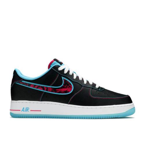 【 NIKE AIR FORCE 1 '07 LV8 'MIAMI NIGHTS' / BLACK LIGHT BLUE FURY WHITE 】 黒色 ブラック 青色 ブルー 白色 ホワイト エアフォース スニーカー メンズ ナイキ