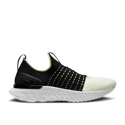 【 NIKE WMNS REACT PHANTOM RUN FLYKNIT 2 'BLACK VOLT' / BLACK GLACIER ICE WHITE BARELY 】 リアクト ラン フライニット 黒色 ブラック 白色 ホワイト スニーカー レディース ナイキ｜スニケス