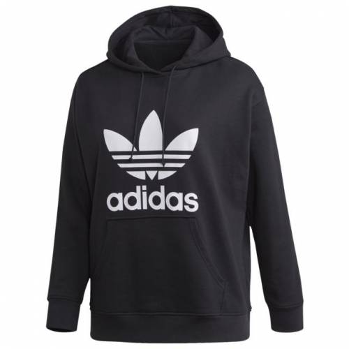 アディダス Adidas Originals アディダス オリジナルス トレホイル フーディー パーカー 黒 墨染め 白色 白人種 レディース Adidas Originals Plus Size Trefoil Hoodie Black White 運動競技商標名 心安い ファッション ヤッケ パーカー より良い Giroveloce It