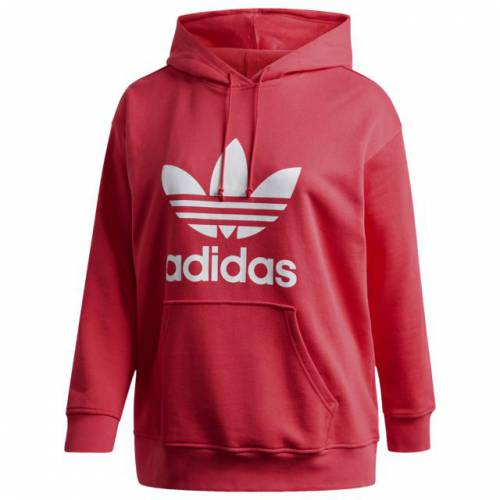 アディダス Adidas Originals アディダス オリジナルス トレ箔 フーディー パーカー パワー ばら色 白さ 白み レディース Power Pink Adidas Originals Plus Size Trefoil Hoodie White 運動銘柄 カジュアル モード ジャケット パーカー 冠たる Giroveloce It