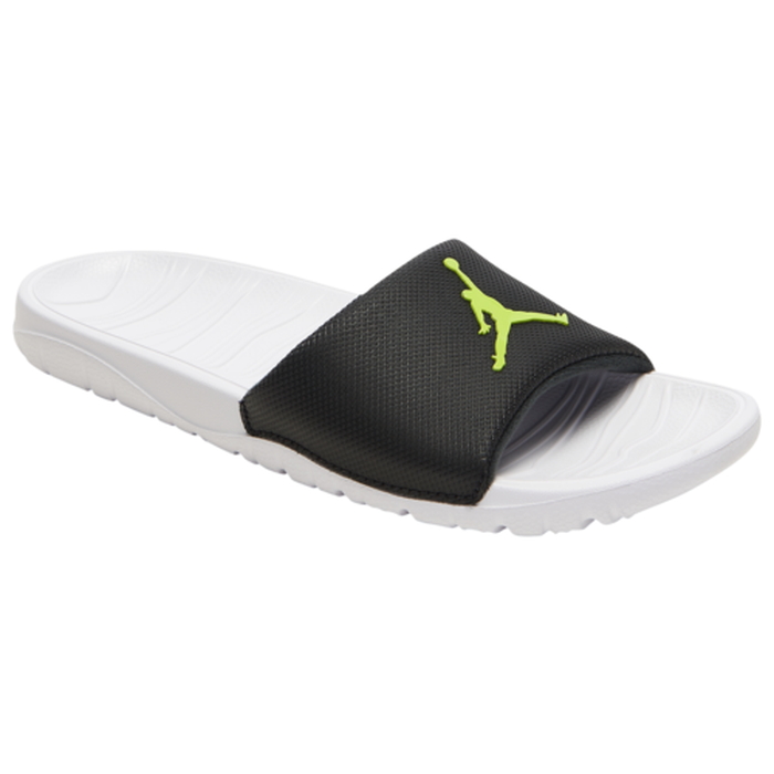 black and white jordan slippers