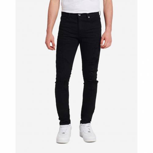 １着でも送料無料 デシベル スキニー ジーンズ 黒色 ブラック メンズ Decibel Skinny Rip Repair Jeans Jet Black