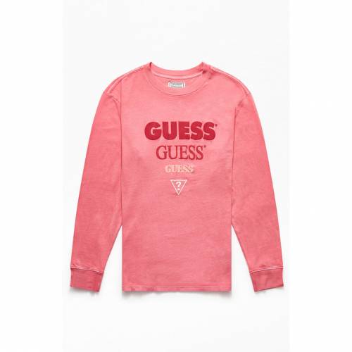 柔らかな質感の Tシャツ カットソー Pink Sleeve 長袖 ピンク Tシャツ スリーブ Guess ゲス Guess カットソー Tシャツ トップス メンズファッション Tshirt Stacked Www Alidineinn Com Au