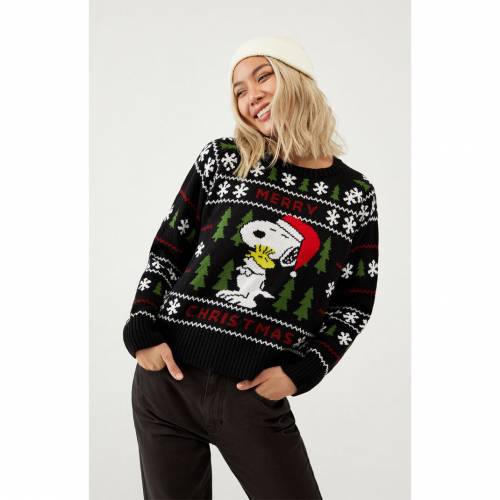 定番人気 その他 セーター ニット トップス レディースファッション Black Sweater Christmas Merry Snoopy Dreamer Desert ブラック 黒色 トレーナー クリスマス Dreamer Desert デザートドリーマー Sorif Dk