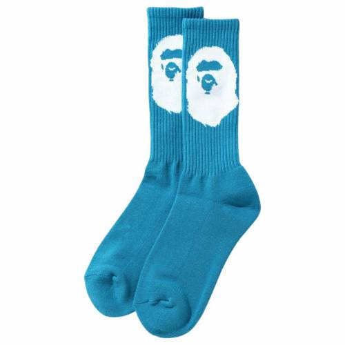 アベイシングエイプ 靴下 メンズ 【 A BATHING APE A BATHING APE MEN BIG HEAD SOCKS (BLUE) / 】 インナー 下着 ナイトウエア レッグ｜スニケス
