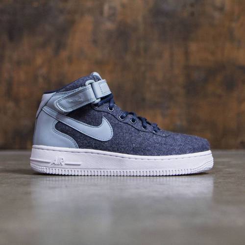 ナイキ ミッド 紺色 ネイビー エアフォース '07 スニーカー レディース 【 NIKE WOMEN W AIR FORCE 1 MID LTHR PRM (MIDNIGHT NAVY / MIDNIGHT NAVY-BLUE GREY) 】｜スニケス