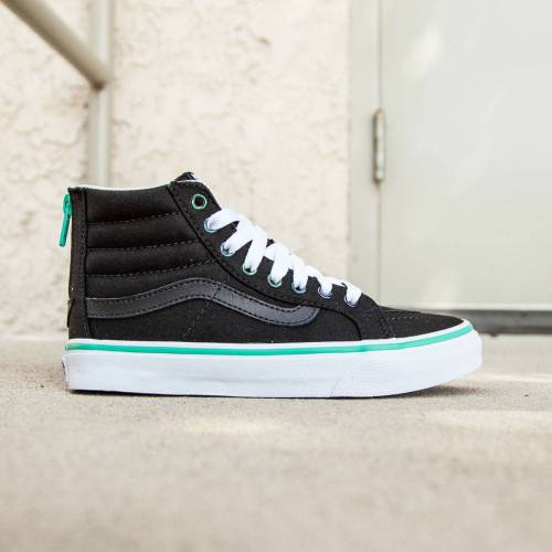 ヴァンズ バンズ スケートハイ スリム スニーカー レディース 【 VANS WOMEN SK8-HI SLIM ZIP - IRIDESCENT EYELETS (BLACK) / 】