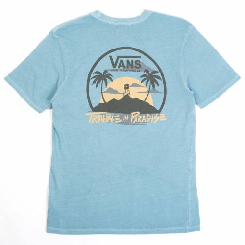 ヴァンズ バンズ プルオーバー メンズ 【 VANS MEN TROUBLED POCKET TEE (BLUE / LARKSPUR) 】 メンズ流行り物 トップス カットソー