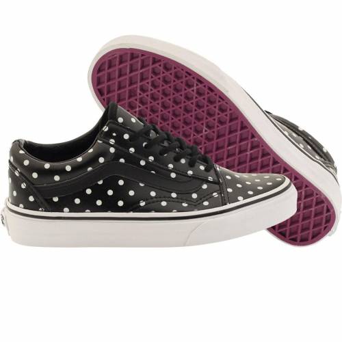 ヴァンズ バンズ レザー オールドスクール スニーカー レディース 【 VANS WOMEN OLD SKOOL - LEATHER POLKA DOTS (BLACK) / 】｜スニケス