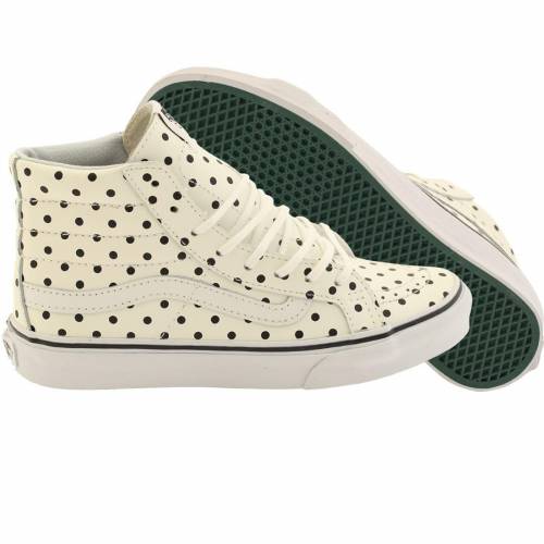 ヴァンズ バンズ スケートハイ スリム レザー スニーカー レディース 【 VANS WOMEN SK8-HI SLIM - LEATHER POLKA DOTS (WHITE) / 】｜スニケス