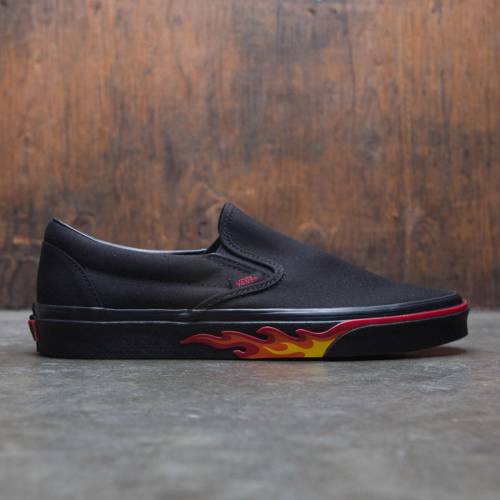 ヴァンズ バンズ 古典派音楽 スリッポン 黒いこと 黒いこと スニーカー メンズ 【 VANS MEN CLASSIC SLIP-ON - BLACK FLAME WALL (BLACK / FLAMES) 】