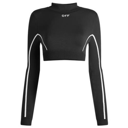オフホワイト クロップ ロゴ スリーブ 黒色 ブラック 長袖 レディース 【 OFF-WHITE CROP LOGO LONG SLEEVE TOP / BLACK 】 レディースファッション トップス Tシャツ カットソー｜スニケス