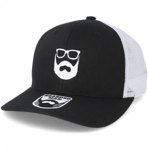 ファッションブランド Logo カジュアル ファッション メンズ帽子 キャップ ハット ロゴ トラッカー Trucker ユニセックス Bearded Man Logo Black White Trucker キャップ Southernoaksfuneralservice Com