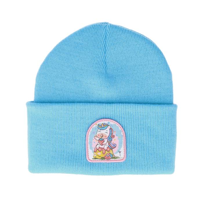 Unicorns 【 Strawberry Unicorn Patch Sky Blue Beanie Kids Blue 】 天の原 青み 青色 旗がしら かぶり笠 お坊っちゃん キッズ 青み 青色