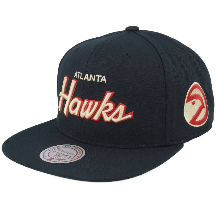 ミッチェル\u0026ネス Mitchell \u0026 Ness 【 Atlanta Hawks Cream Script Hwc Black Snapback Men Black 】 ジョージアの州都 ホークス 皮膚軟化剤 脚本 黒いこと 黒いこと Snapback スナップバック 御徒面子 メンズ 黒いこと 黒いこと