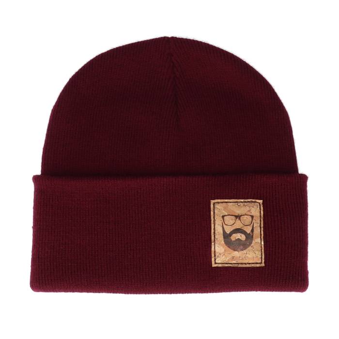 Bearded Man 【 Logo Patch Burgundy Beanie Men Red 】 ロゴ ワイン色・バーガンディー キャップ 帽子 メンズ Red 赤・レッド