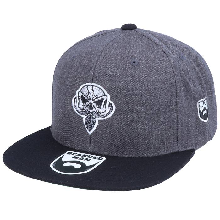 Bearded Man 【 Pipe Beard Skull Charcoal/Black Snapback Men Grey 】 Snapback スナップバック バッグ メンズ 灰色 グレー