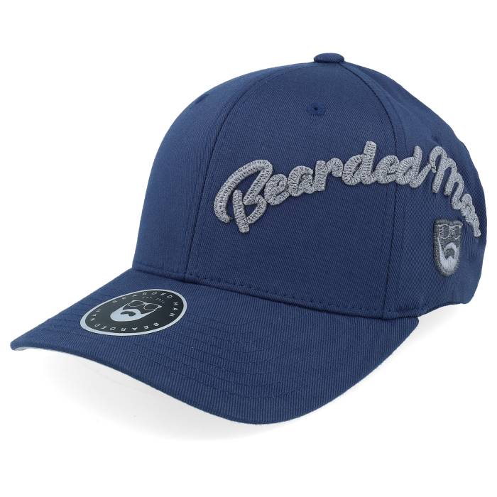 Bearded Man 【 Side Arch 3D Logo Wooly Combed Navy Flexfit Men Blue 】 ロゴ 紺色 ネイビー メンズ 青色 ブルー｜スニケス